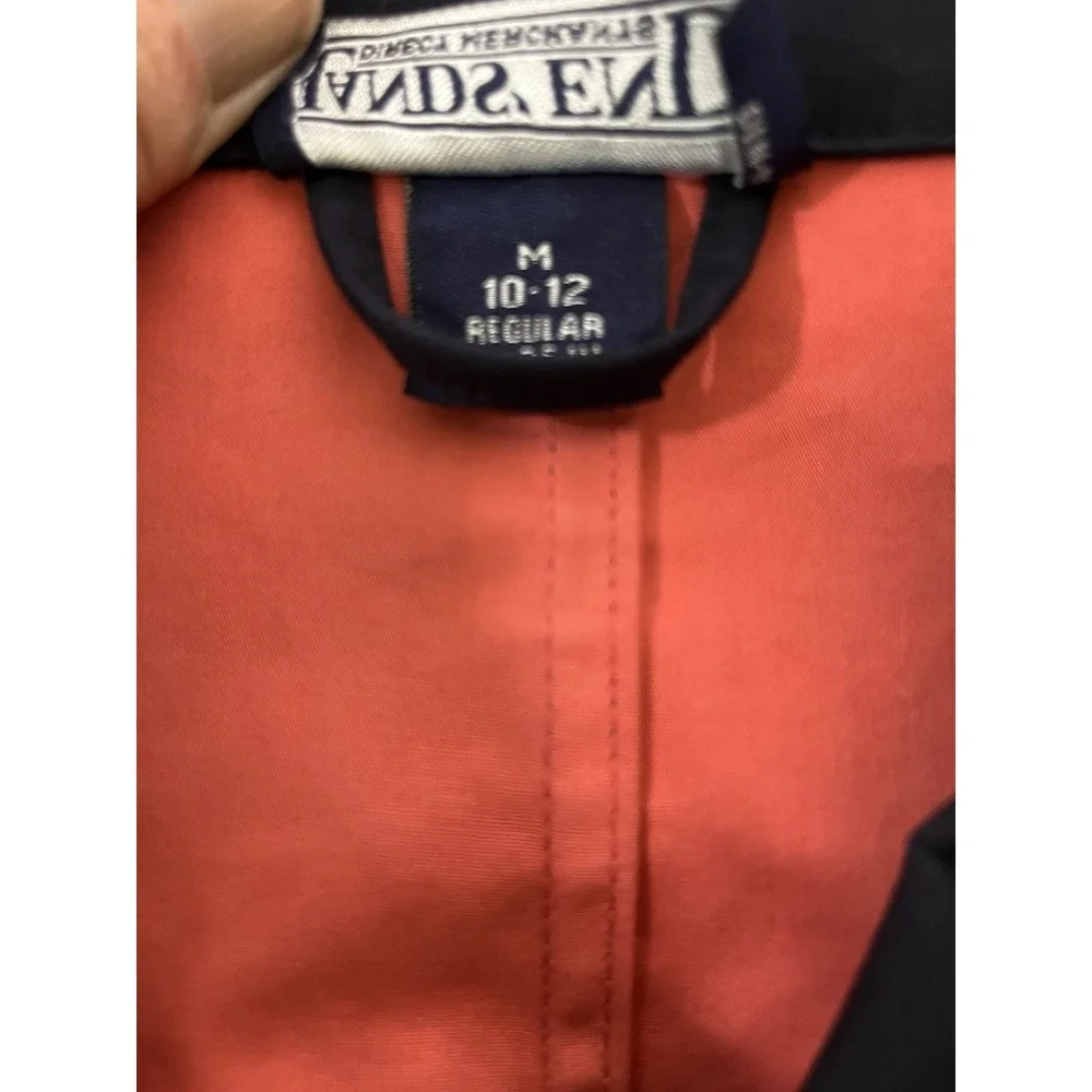 Lands' End Navy Blue Double Breasted Collared Lightweight Prep Jacket Size 10-12